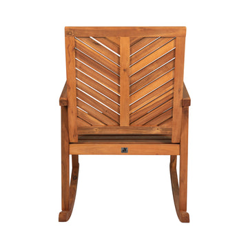 Ned Modern Chevron-Back 300-Lbs Support Acacia Wood Patio Outdoor Rocking Chair - JONATHAN Y